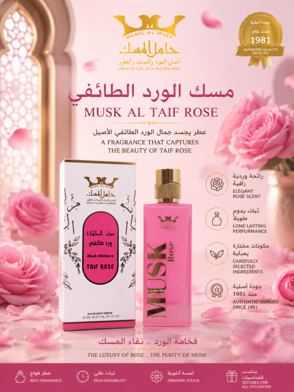 Musk Altahara Taif Rose Perfume 100ml (مسك الطهارة ورد طائفي)